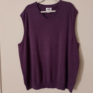 HB Mens Purple‎ Sweater Vest 100% Cotton Preppy Academia Collegiate Workwear 3XL
